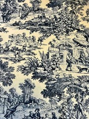 Fabric by the meter and tablecloths | Toile de Jouy model 2 various colors | height 305cm