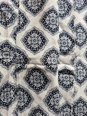 3 Yds 36 Inches Wide Woven Fabric Beige With Blue Boho Vibe