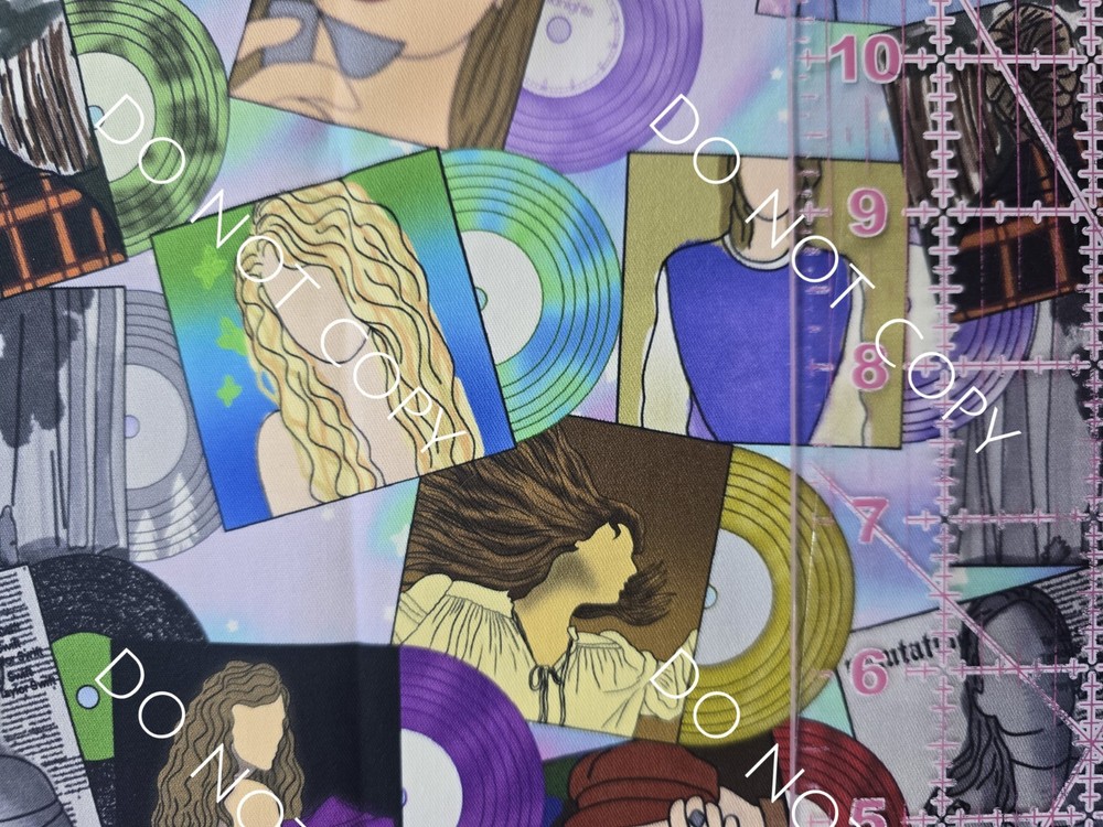 Custom 100% Cotton Woven Fabric Taylor Swift Records Artist By The 1/4 Yard