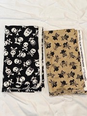 HALF YARD 100% cotton fabric by the HALF yard 18 x 44 Dear Stella Skulls 2 pc