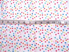 3/4 yd Cotton Fabric White with Multi-Colored Dots All Over