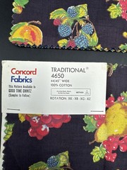 VTG 90’s Concord Fabrics Good Time Chintz Fruit 8-10″ Blocks NOS Sample Swatch
