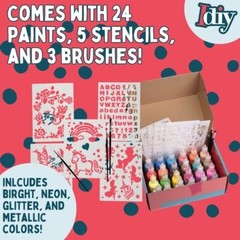 Fabric Paint Set with Glitter Metallic Neon and Glow-in-the-Dark Colors