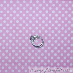 BonEful Fabric FQ Cotton Quilt VTG Pink White Little Polka Dot Stripe Candy Spot