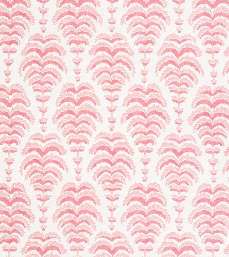 BRUNSCHWIG & FILS FABRIC ‘PONCHETTE PRINT – PINK’ 6.2 METRES Linen Blend