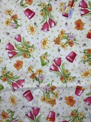 Cutie Patootie Springtime Fabric Desiree Designs Red Rooster 21240 Cotton 44″