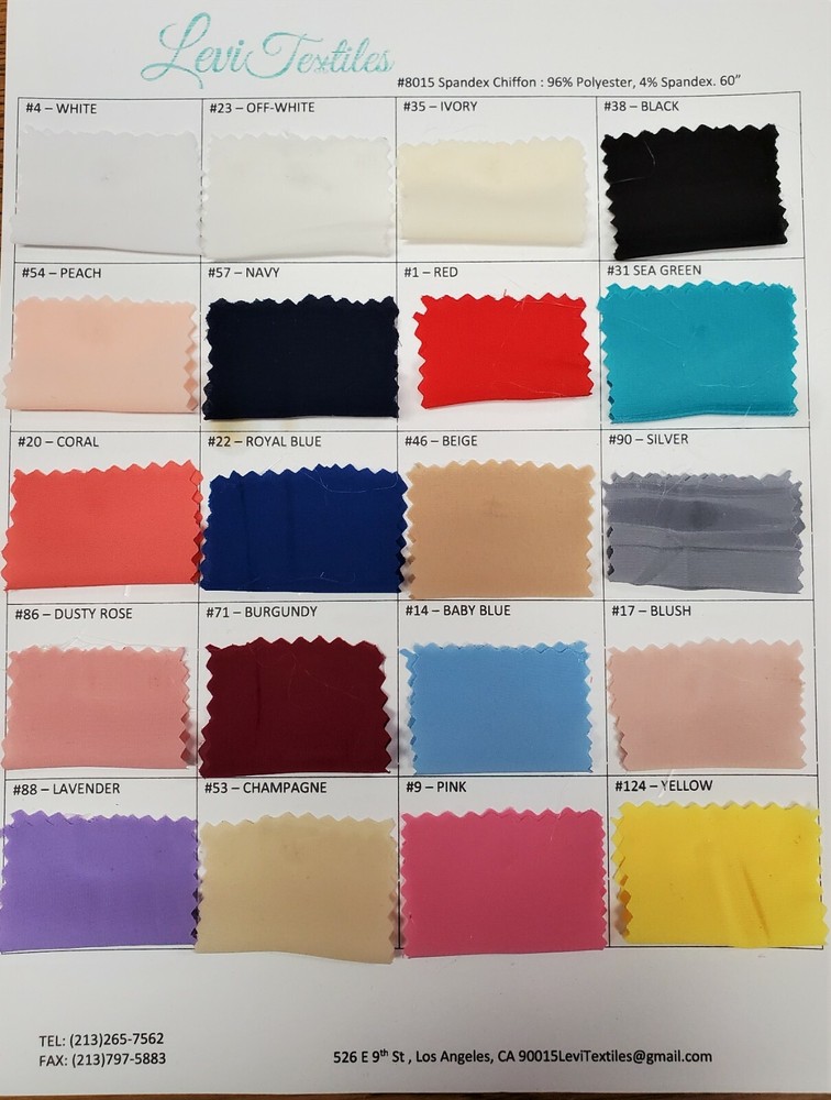 Stretch Imitation Silk Chiffon Spandex -2 Way Slight Stretch- 58/60″ – Sold BTY