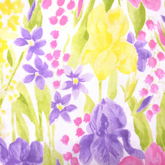 Spring Floral Tulips Multicolor Stretch Cotton Fabric 56″ By The Yard
