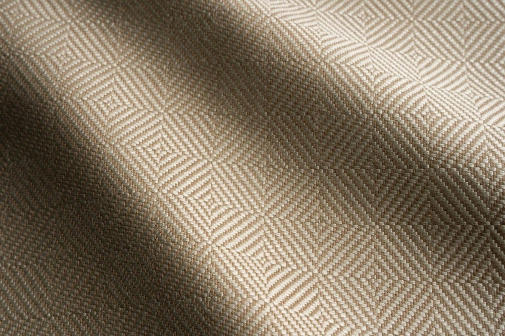 Perennials Geometric Diamond OUTDOOR Fabric- Chelsea Square / Parchment 1.80 yds