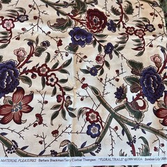 Bamboo Lily Floral Trails Cream Purple red Flowers Lily Vine Moda 1.8 Yards