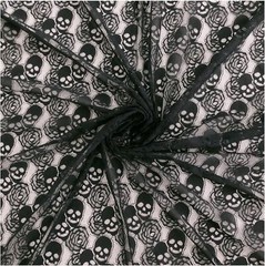 60 * 36 Inches Lace Fabric, 1 Yard Black Skull Pettern Lace Fabric, 1 Yd Non-Str