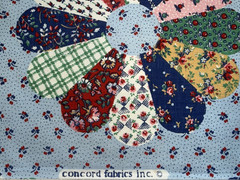 VTG Concord CHEATER QUILT 5 YD Blue Cottagecore Fabric Calico Dresden Plate