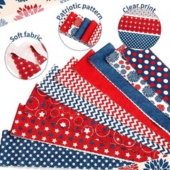 40 Pcs 4th of July Patriotic Fabric Strips – Red, White & Blue Quilting Bliss