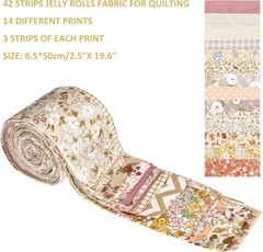 42 Pcs Pre-Cut Quilting Fabric Strips – Beautiful Floral Patterns & Versatile