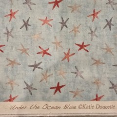 New, Unwashed Wilmington Prints Fabric Under The Ocean Blue Starfish