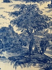 Fabric – RARE French Toile Country Pastoral Romantic Riverbank Sold BTY x 60″ W