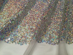 3mm Sequin Fabric Material Stretch Sparking Paillette 120cm Wide Silver Hologram