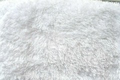 WHITE SHAGGY NO STRETCH POLYESTER KNIT FABRIC SEMI SHEER 15X60 INCHES