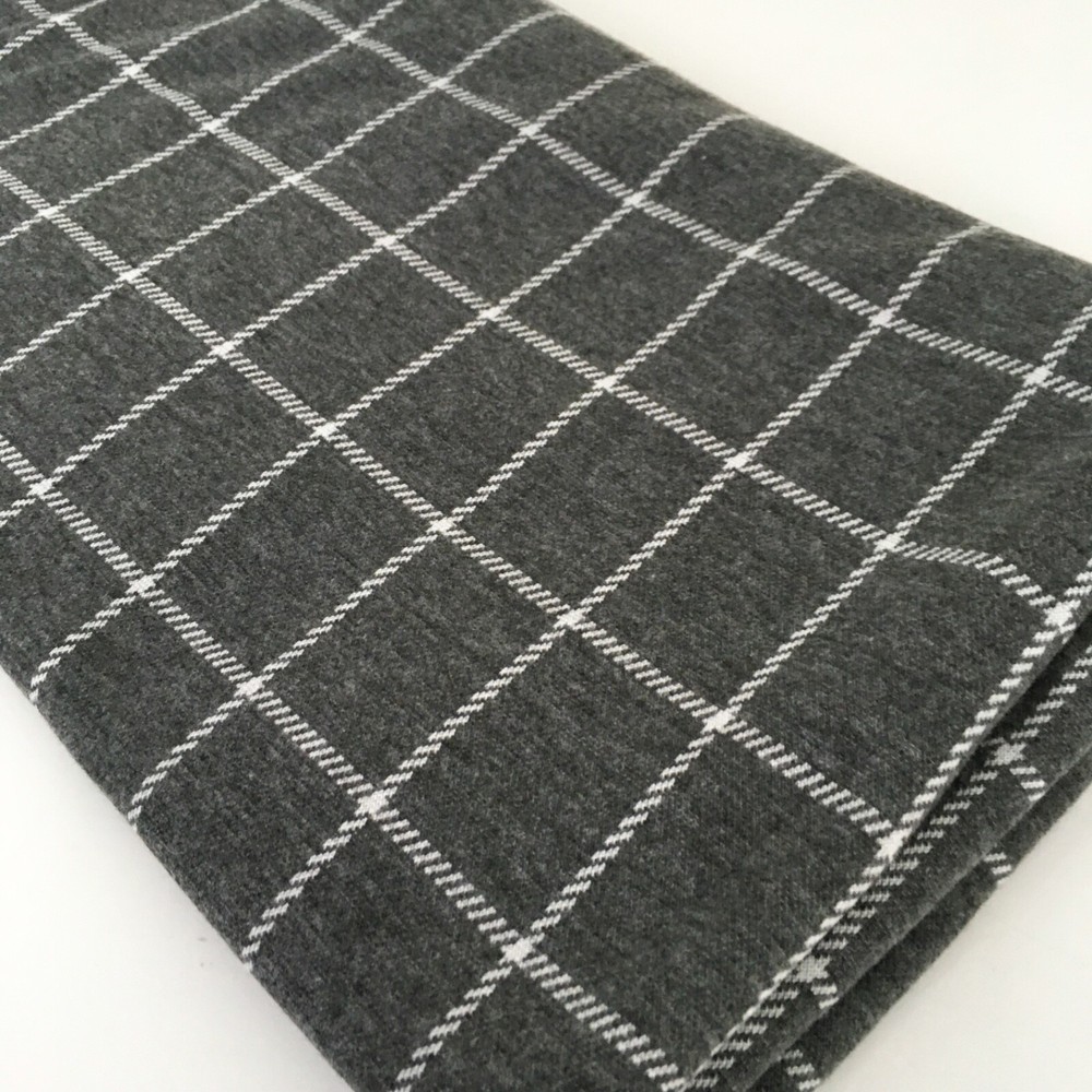 Gray stretch sweatshirt grid print knit fabric 32 x 63 in – mid to heavy weight