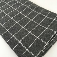 Gray stretch sweatshirt grid print knit fabric 32 x 63 in – mid to heavy weight