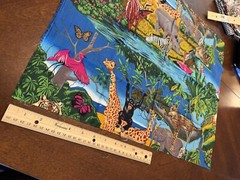 FQ Cotton Quilt SAFARI ANIMALS Watering HOLE Zebra Giraffe TIGER MONKEY Flamingo
