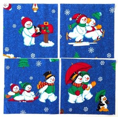 100 Quilt Fabric Squares 6.5″ x 6.5″ – Christmas – Santa, Bears, Snowmen, Rose