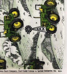 Vintage John Deere Tractor Fabric 44 in w x 33 in l Remnant Cotton Barn Green