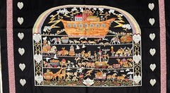 Noah’s Ark by Jeri Landers 2005 Andover Fabrics Black Cotton Fabric Panel 23×44