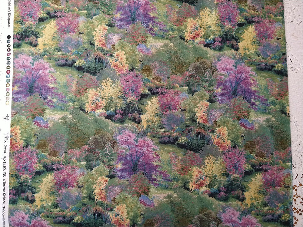 REMNANT David Textiles Fabric Thomas Kinkade Spring Orchard Flowering Tree 13×22