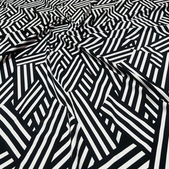 Ethnic Black and White Print Spandex Fabric 4 Way Stretch by the yard Swimwear