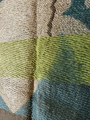 Fabric Sample Warrior Elephant Blue Green Ecru Grey Rectangle 28”X 17”silk Linen