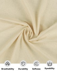 100% Cotton Muslin Fabric, 63 inch x 2 Yards, Unbleached 2 YARD, Natural