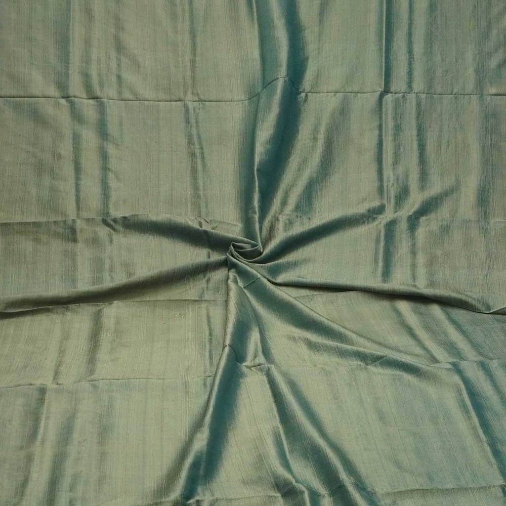 Vintage Greenish Gray 100% Pure Silk Sari Remnant 5YD Craft Fabric Silk Scrap