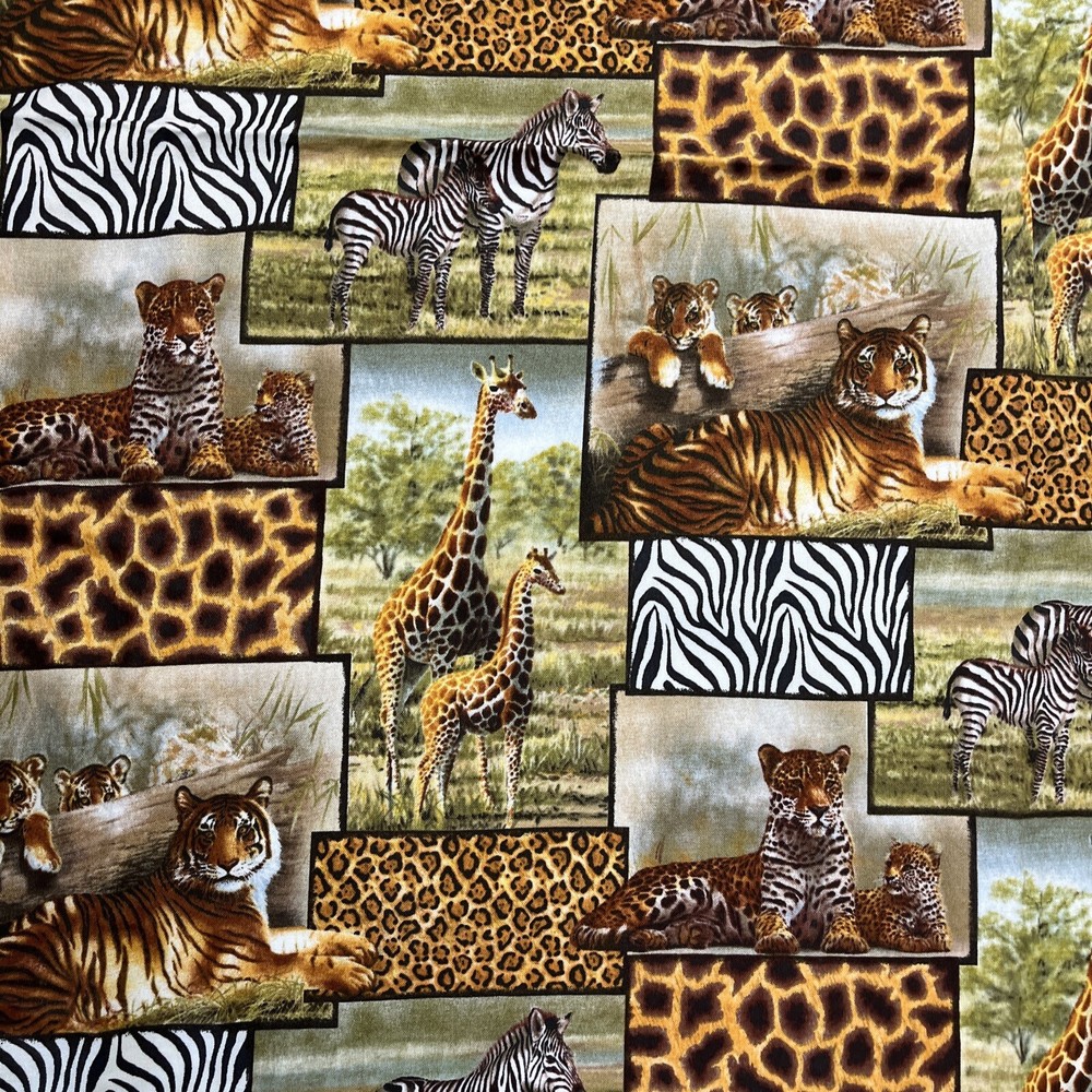 Safari Fabric Giraffe, Zebra, Tiger VIP Cranston Sold by the yard