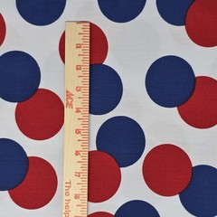 Vintage Retro Mid Century Modern Fabric Red Blue Polka Dot 45” Wide Atomic