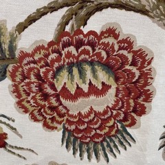 Schumacher J H Thorp JACOBEAN PRINTED CREWEL Cotton Linen Fabric ~ 3.25 yds READ