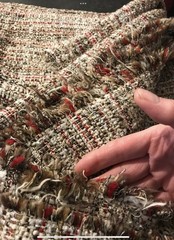 Mendel Goldberg Wool Blend Tweed Boucle, 2yds X 60″,Brown, Tan, Off White, Red