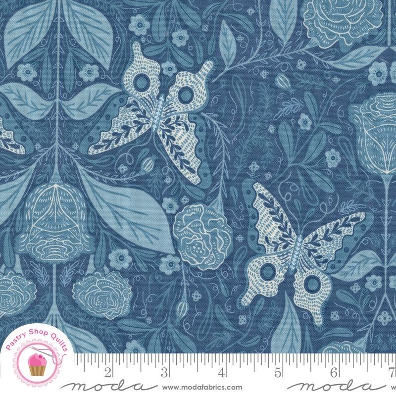 Moda WOODLAND WONDER 48391 14 Blue Dusk Butterflies GINGIBER Quilt Fabric