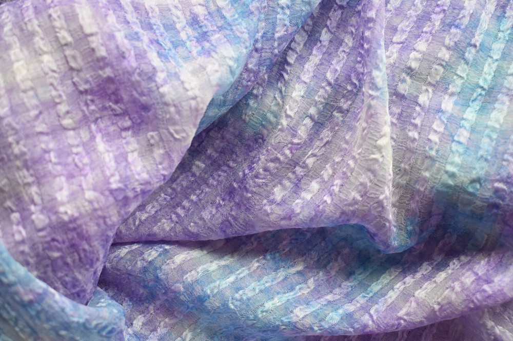 MULTI COLOR STRIPES ON SHEER 100% POLYESTER FABRIC 3 YARDS 15 INCHES 3.4 YDS