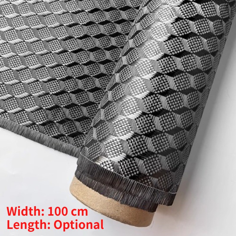 3K 240g Cubed Jacquard Black Carbon Fiber Fabric Cloth Width: 100cm – Roll Pack
