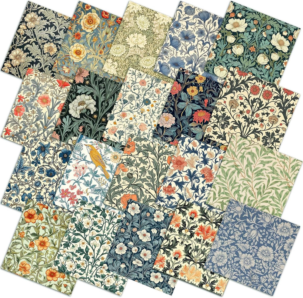 20pcs Floral Quilting Fabric Squares 10×10 Inch Precut Patchwork Craft Set