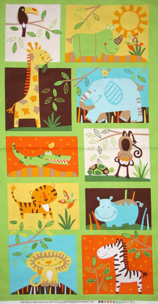 Animal Monkey Giraffe Fabric 24″X44″ Panel Cotton Timeless Treasures C1618