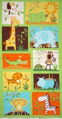 Animal Monkey Giraffe Fabric 24″X44″ Panel Cotton Timeless Treasures C1618
