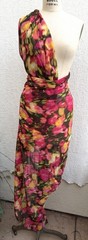 Ikat Floral Sheer Polyester Chiffon Fabric Magenta Multi 61” W X 2.33 yds (84”)