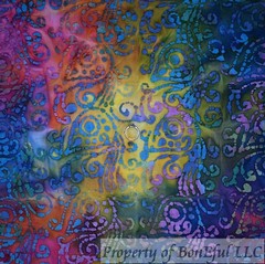BonEFul FQ Cotton Quilt Rainbow Color Tonal Bright Paisley Swirl Texture Blender