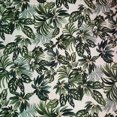 Rich Green Leaves on Soft White Cotton/Linen Barkcloth from Italy -So Wonderful!