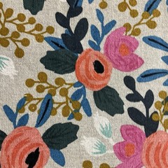 Cotton and Steel Floral Canvas Fabric by Rifle Paper Co NEW Sold by the Yard