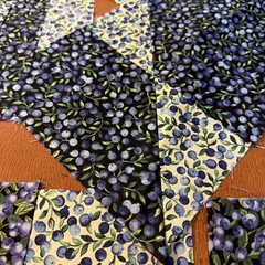 Cranston Blueberry Fabric Unfinished Project: 7 Squares Of Pieced Fabric