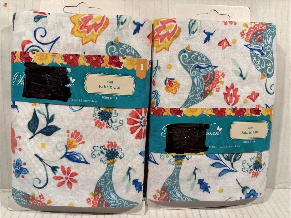 Pioneer Woman MAZIE 1 yard Fabric Cut 44/45 x 36 100% Cotton Floral Lot Of 2 NEW