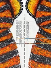 Vintage Multicolor Tiger Cut N Sew Two Panels Pillow 1960s Rare